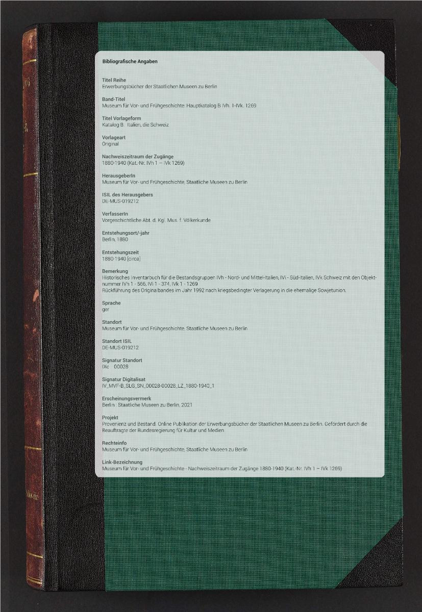 Katalog B.  Italien, die Schweiz