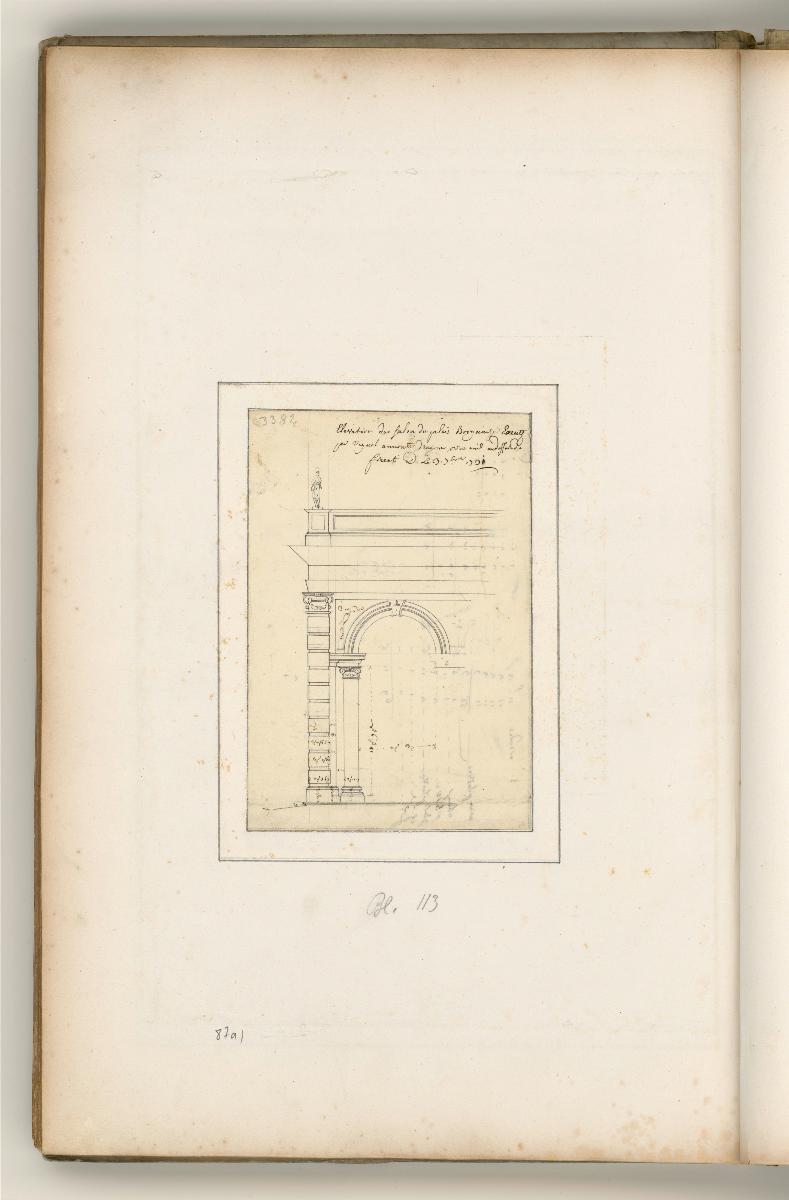 vermutlich Frascati, Villa Mondragone, Aufriss einer Ecke der Loggia