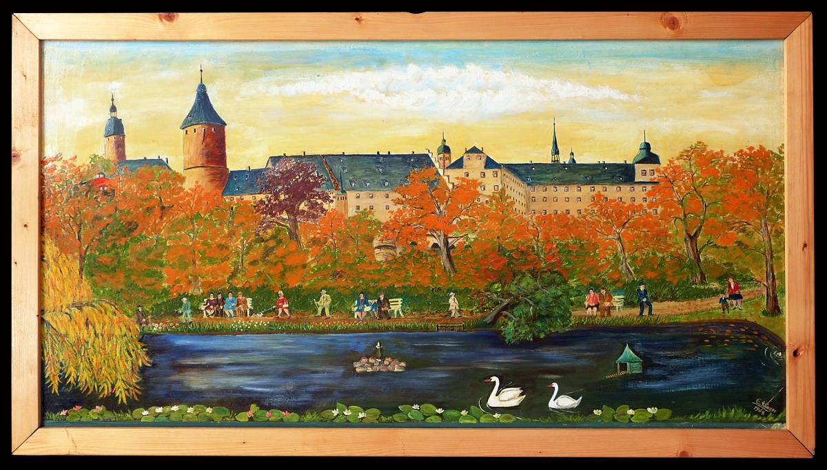 Altenburger Schloß mit Pauritzer Teich. Herbststimmung
