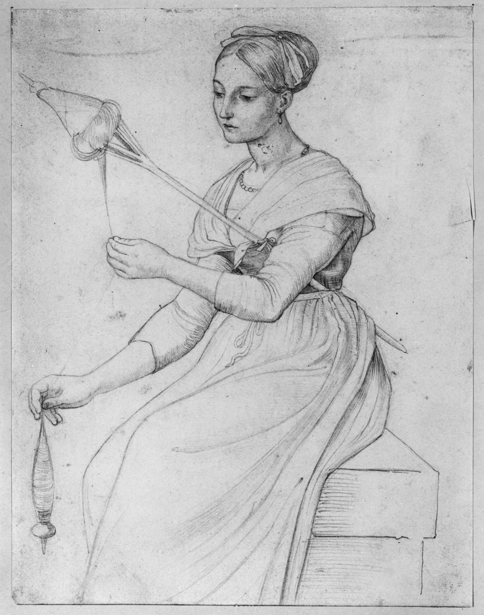 Vittoria Caldoni mit dem Spinnrocken