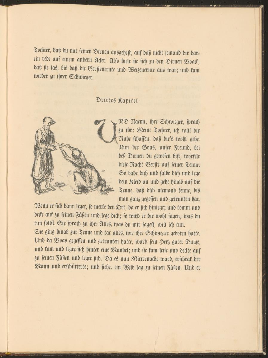 Ruth vor Boas mit Initiale U. Blatt 5 (S.15) aus: Das Buch Ruth