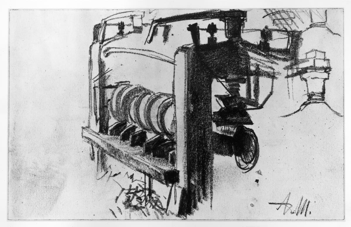 Walzenstuhl. Studie zum "Eisenwalzwerk. Moderne Cyklopen"