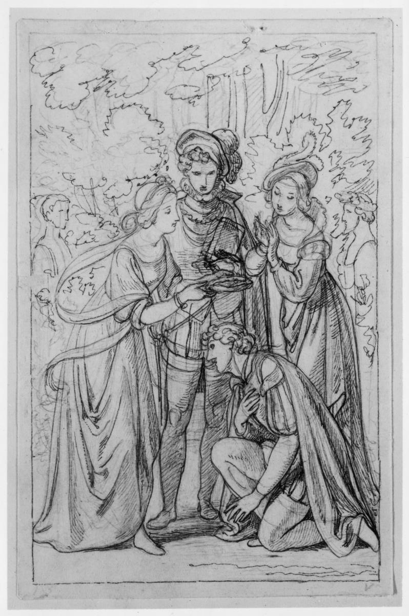 Bekränzung Tassos. Szene aus Goethe "Torquato Tasso" (I. Akt, 3. Szene)