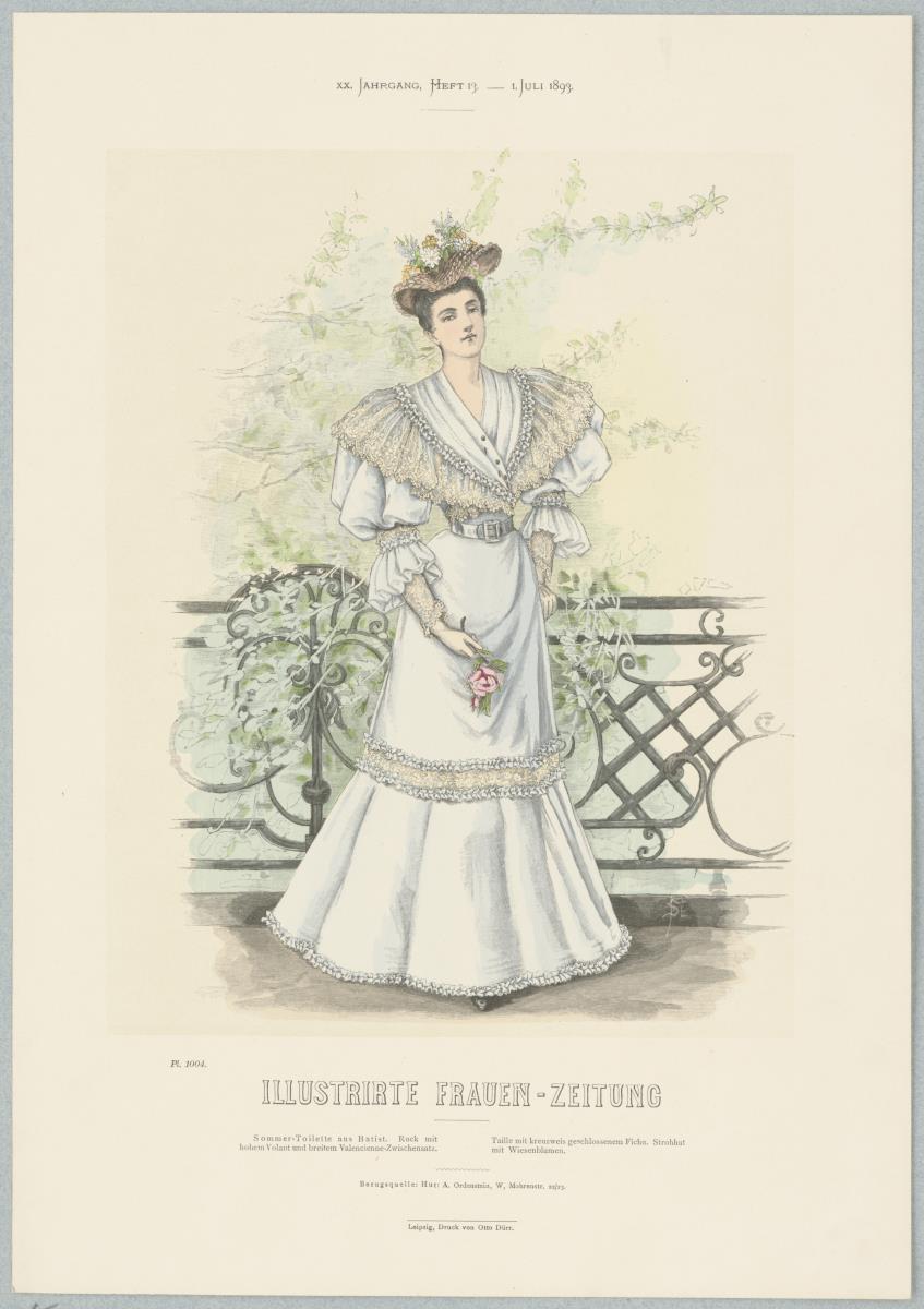 Illustrirte Frauen-Zeitung: Sommer-Toilette mit kreuzweise geschlossenem Fichu
