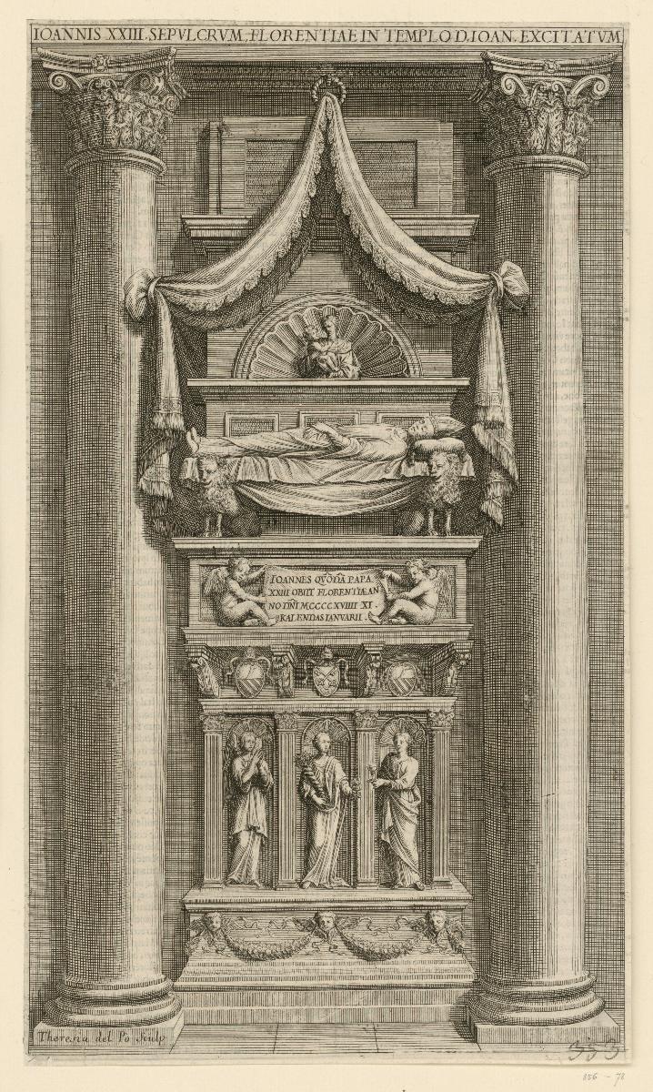 Grabmal für Baldassare Coscia, Gegenpapst Johannes XXIII (Illustration für "Vitae et Res Gestae Pontificum Romanorum")
