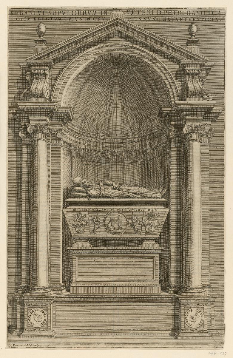 Grabmal für Papst Urban VI. (Illustration für "Vitae et Res Gestae Pontificum Romanorum")