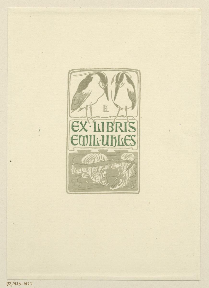 Exlibris Emil Uhles (Nachtreiher)