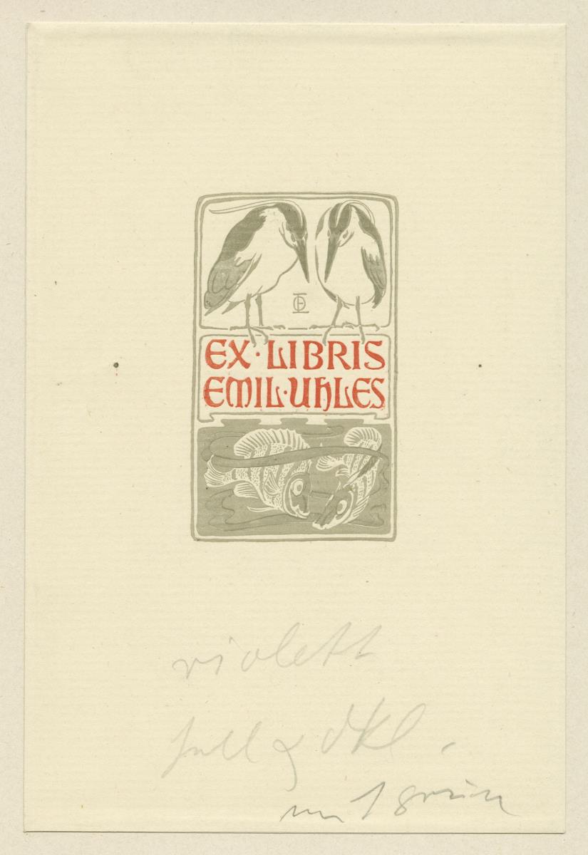 Exlibris Emil Uhles (Nachtreiher)
