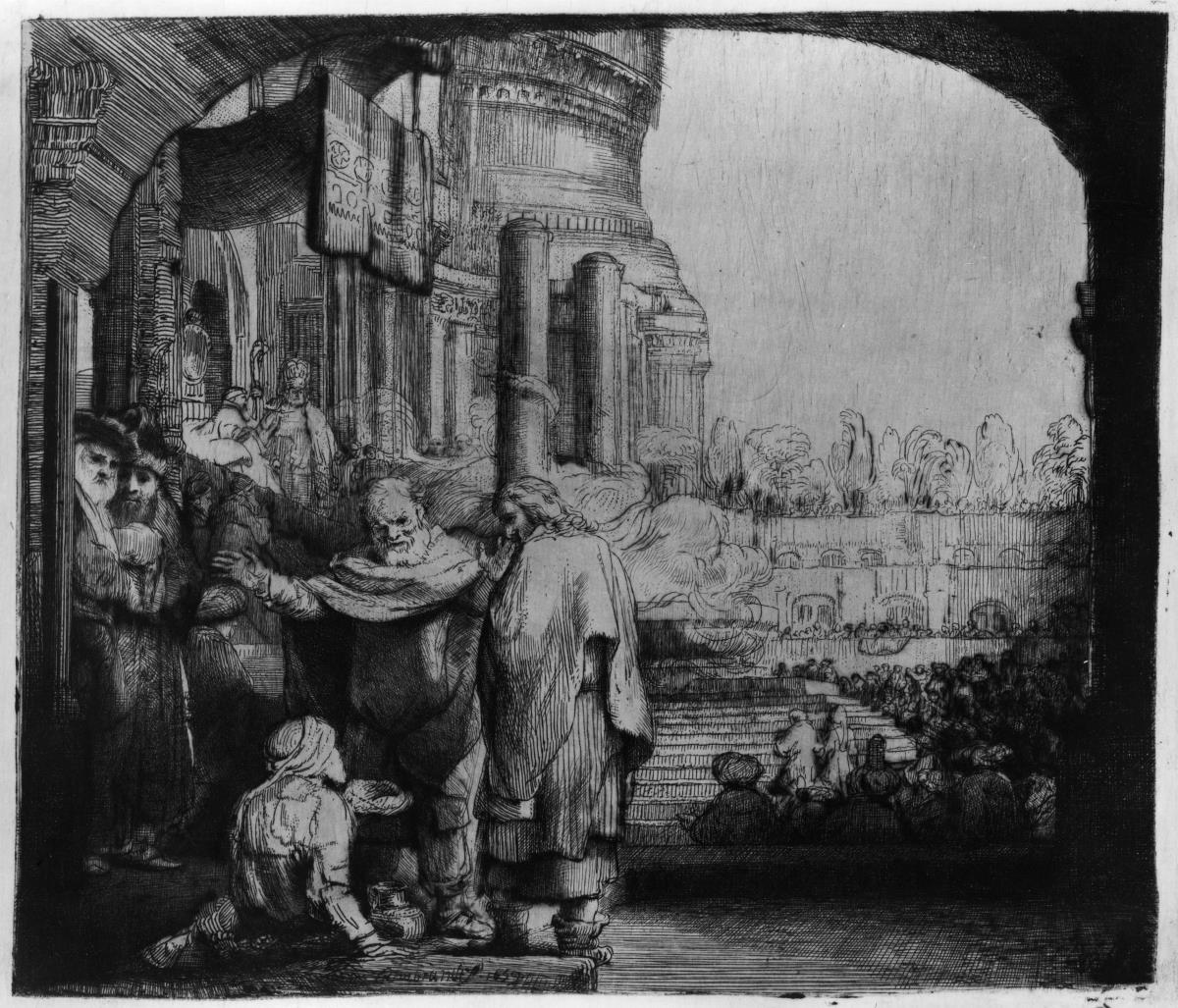 Die Heiligen Petrus und Johannes leiten den Lahmen an der Tempelpforte