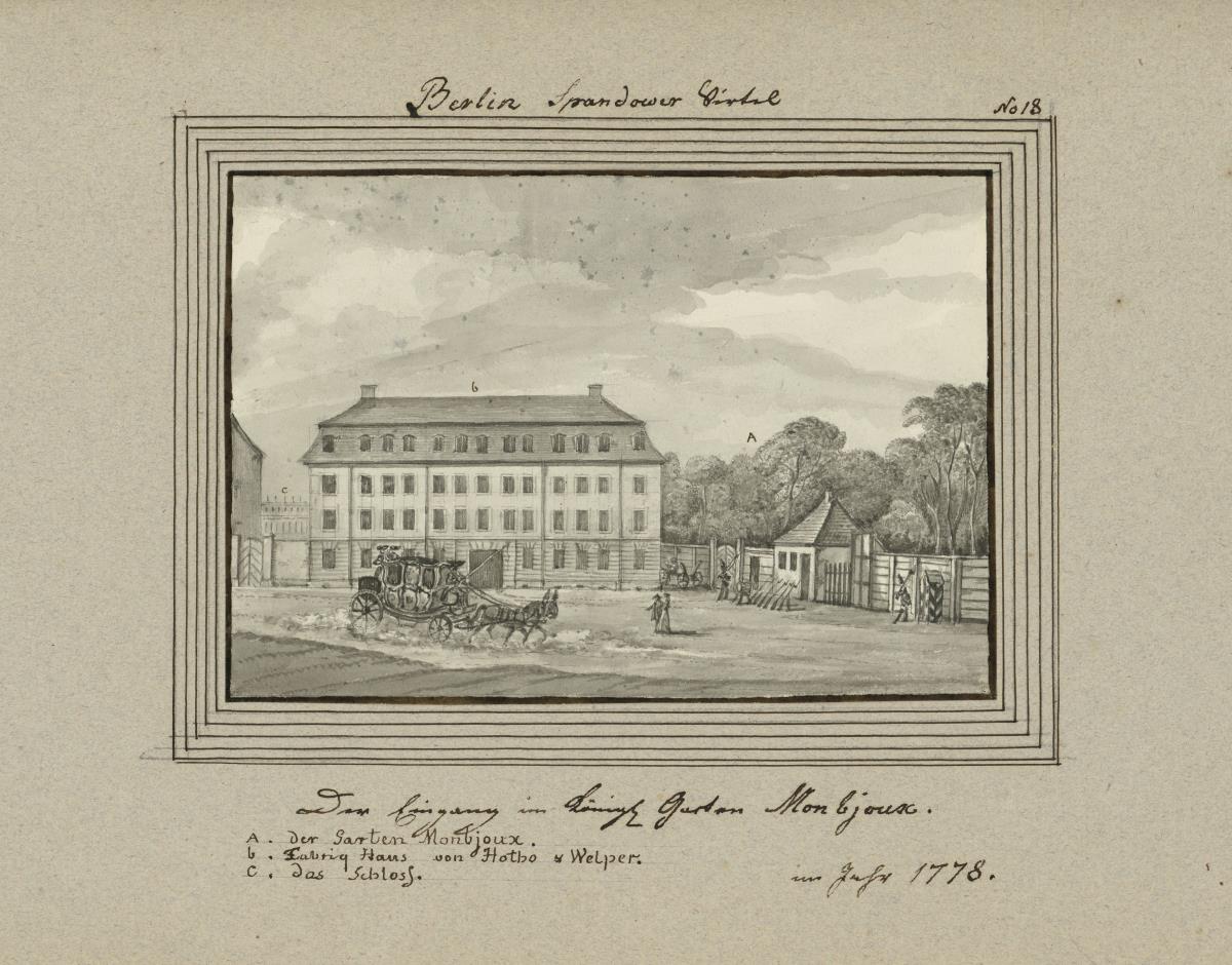 Berlin Spandauer Virtel. Der Eingang im königl. Garten Monbijoux 1778.