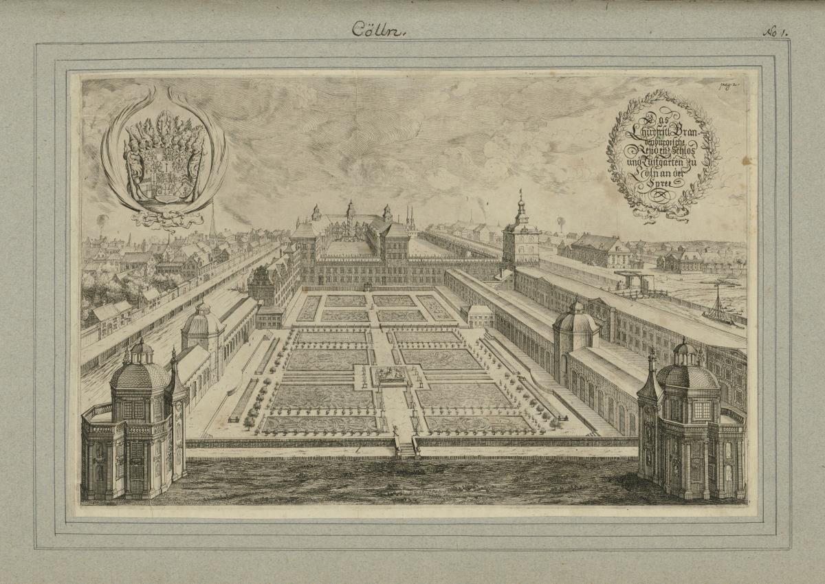 Cölln. Das Churfürstl. Brandenburgsiche ResidensSchloss und Lustgarten zu Cöln an der Spree