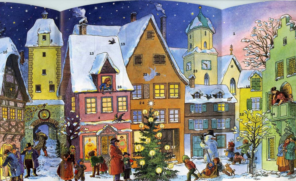 o.T. [Kalender mit Stadtansicht zum Aufklappen]