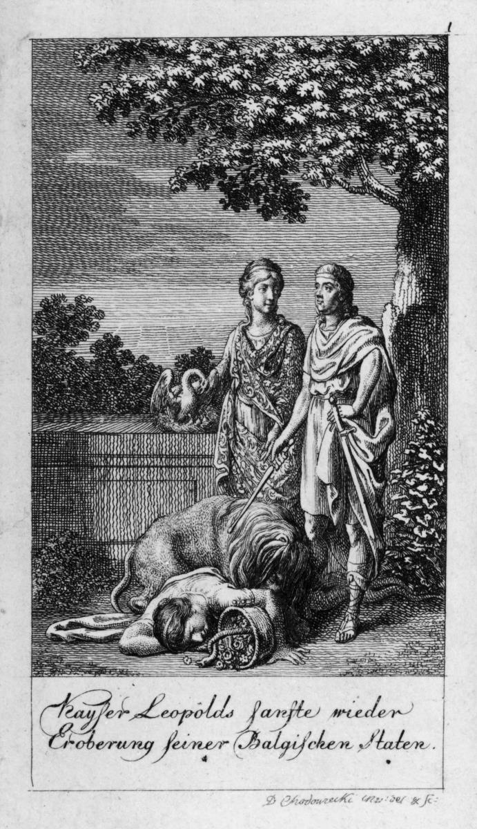 Kayser Leopolds sanfte wieder Eroberung seiner Balgischen Staaten. Blatt 1 aus: Sechs grosse Begebenheiten des vorletzten Decenniums