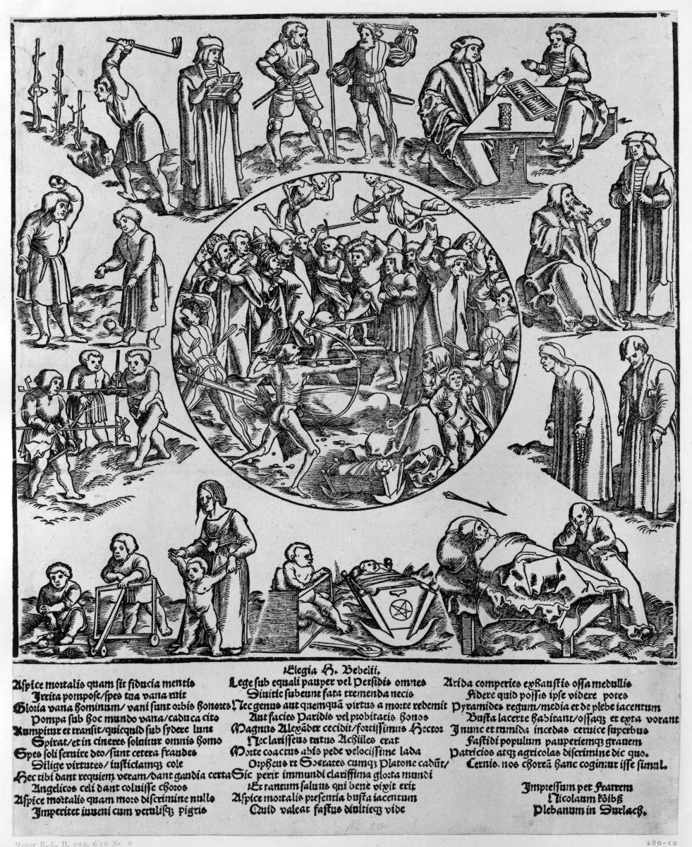 Der Tod und die Lebensalter (Elegia H. Bebelli. Per fratrem Nicolaum Koibß Plebanum in Durlach. Der Tod als Krieger).