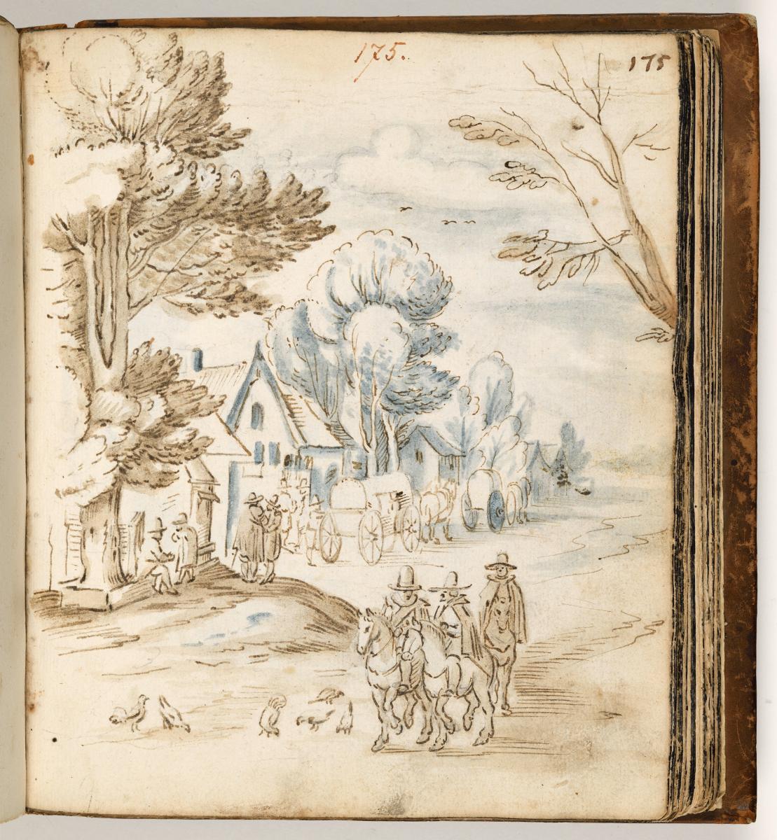 Belebte Dorfstraße. Aus dem Stammbuch Gottfried Müller, Teilkopie nach KdZ 744