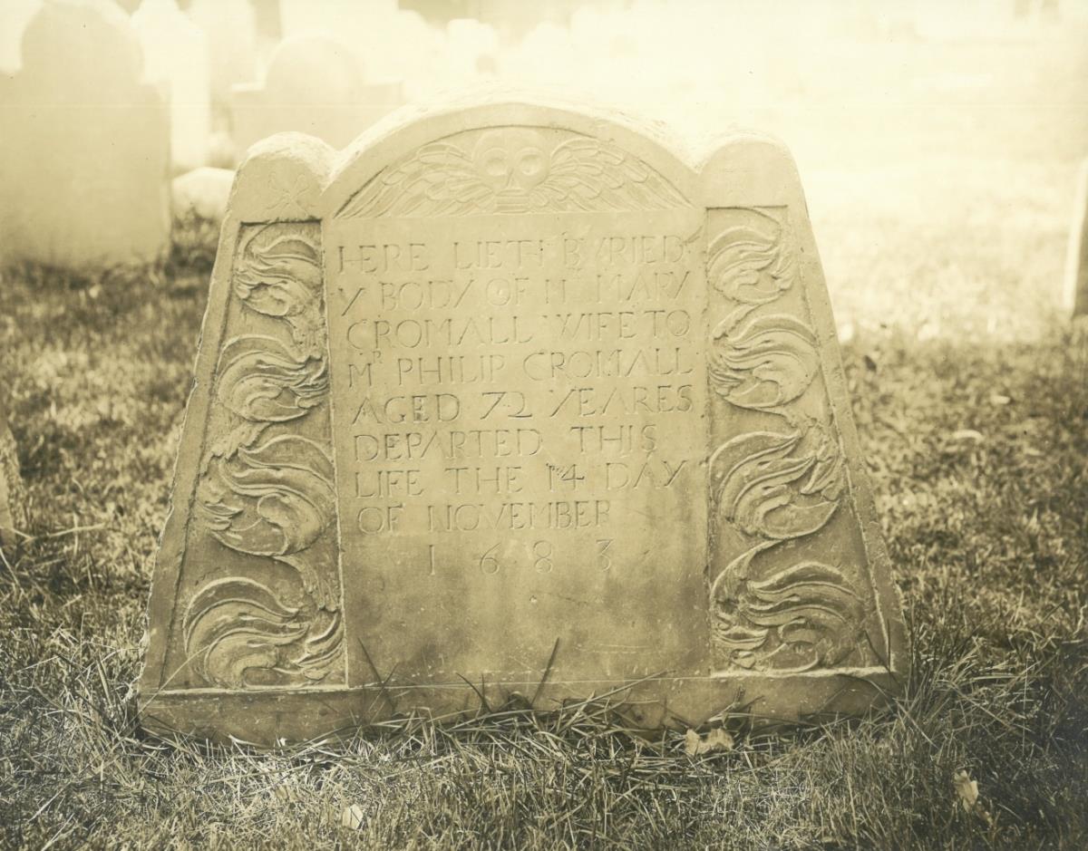 Salem, Friedhof, Grabstein: Wife of Philip Cromall (Mary Cromall)