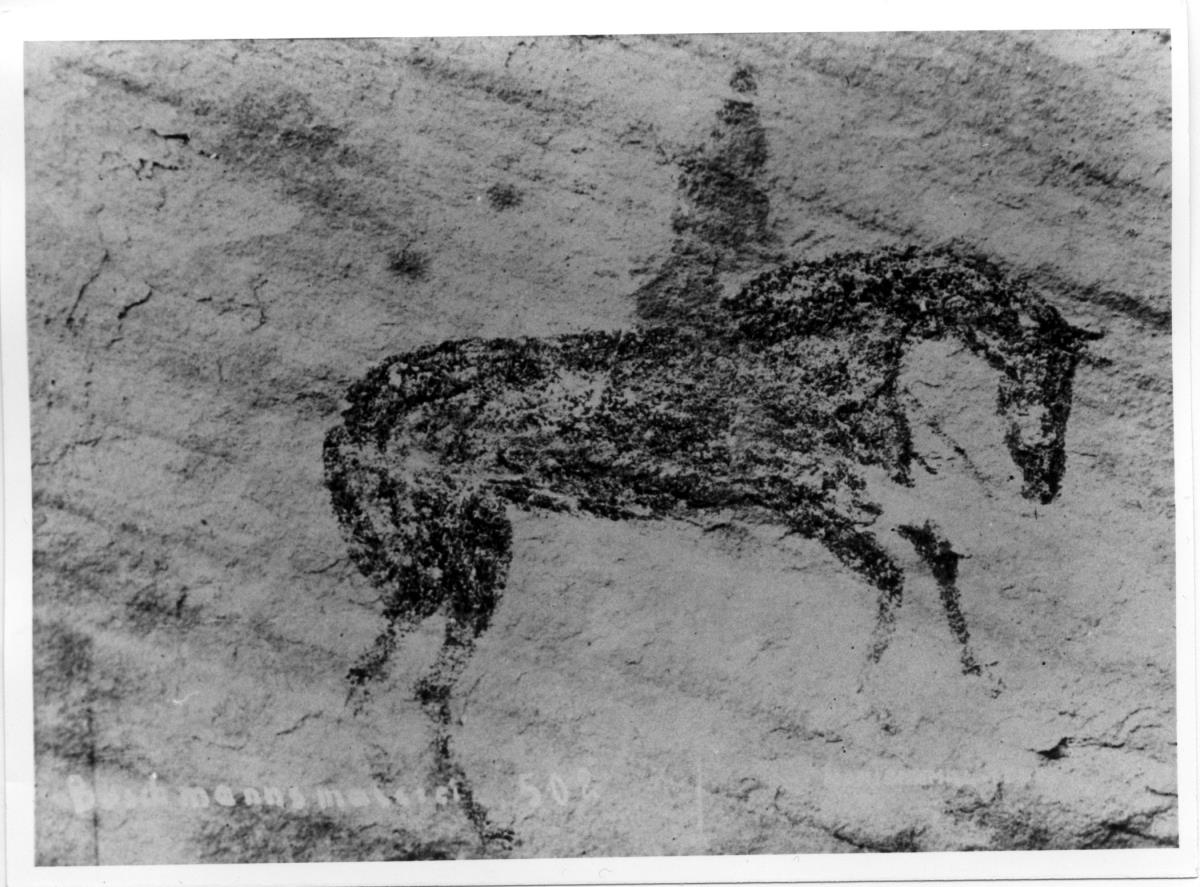 Zeichnung, Pferd mit Reiter