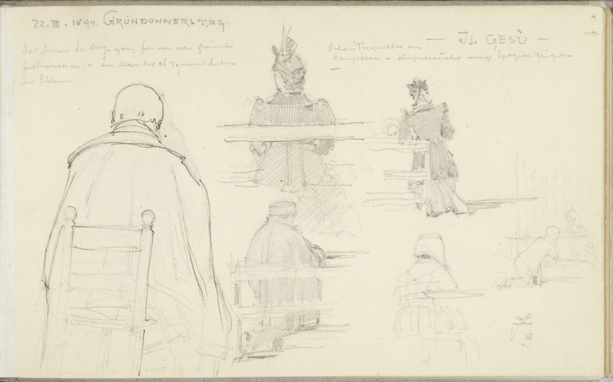 Reiseskizze, Studien von Sitzenden in Il Gesu, Rom