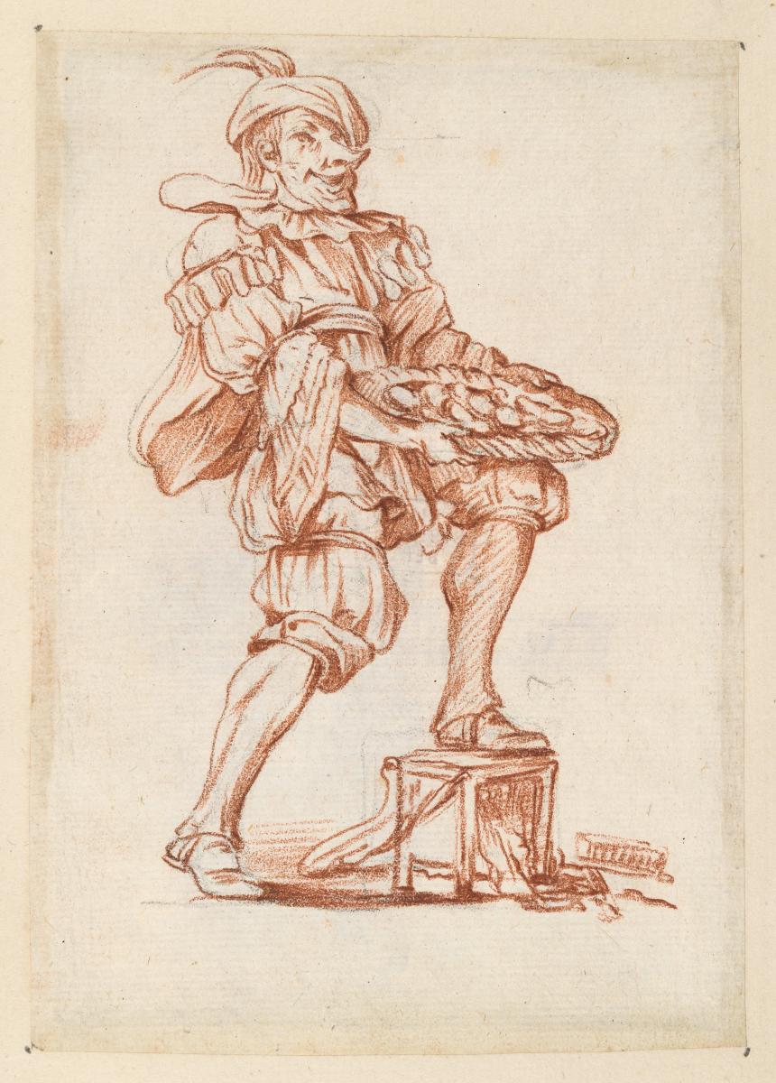 Theaterfigurine, Fantasiekostüm: Verkäufer (?)