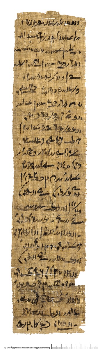 Demotischer Papyrus, Hochformat-Brief an den Vorsteher der heiligen Rinder Hartophnachtes, Bitte um Orakelspruch, welche von zwei Frauen er heiraten solle