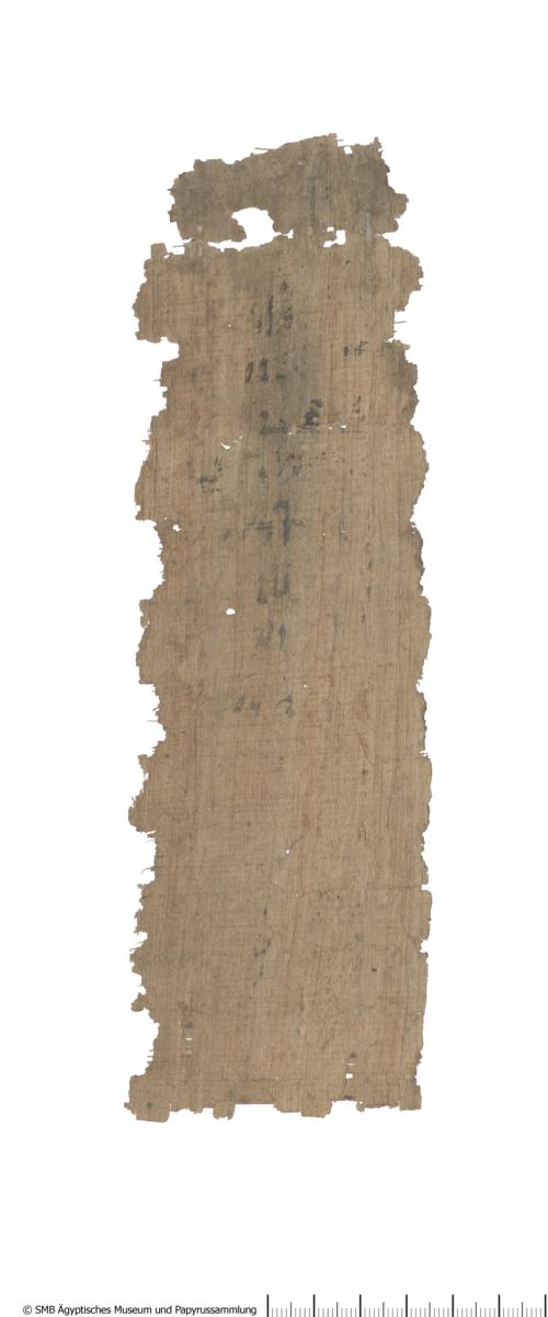 Demotischer Papyrus mit einem Hochformatbrief (recto) und einer Liste (verso)