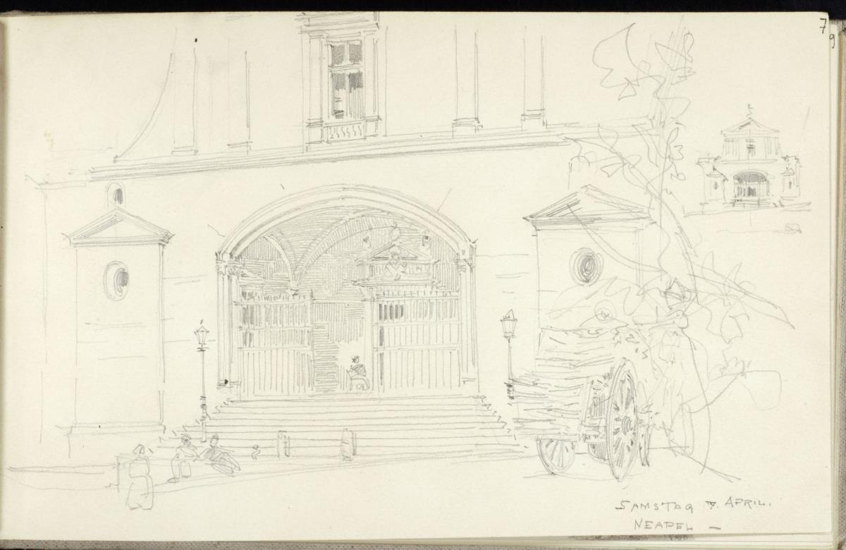 Neapel, Kirchenportal, verschiedene Perspektiven