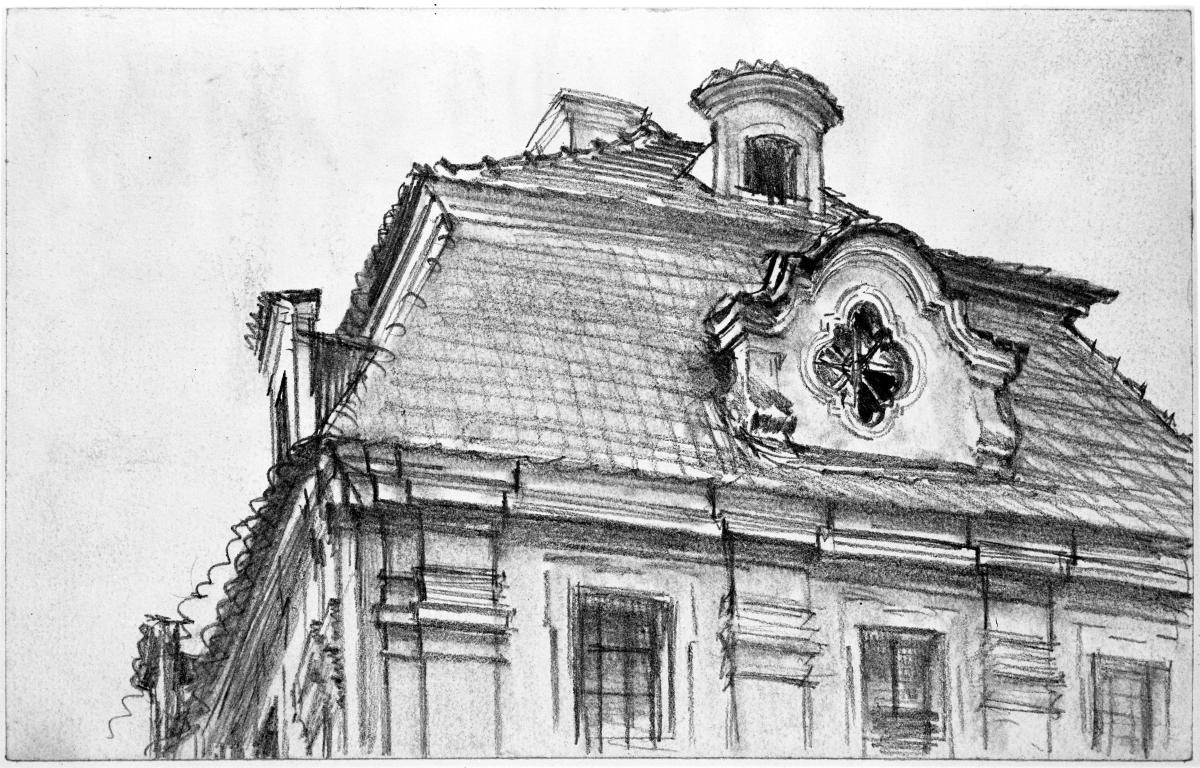 Dach und oberste Etage eines Wohnhauses