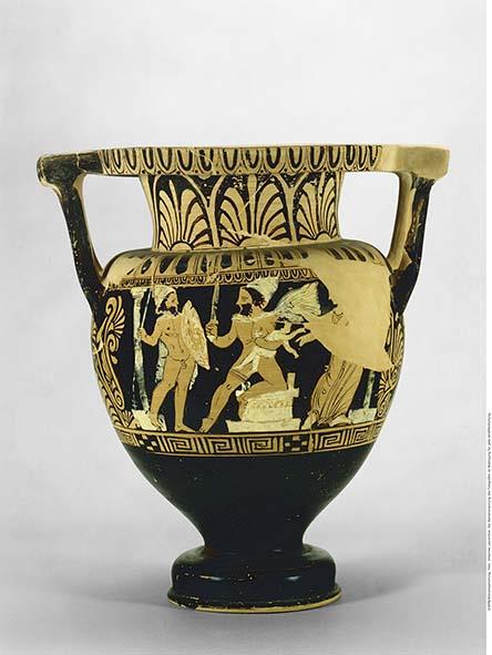 Rotfiguriger faliskischer Kolonettenkrater (Stangenhenkelkrater)