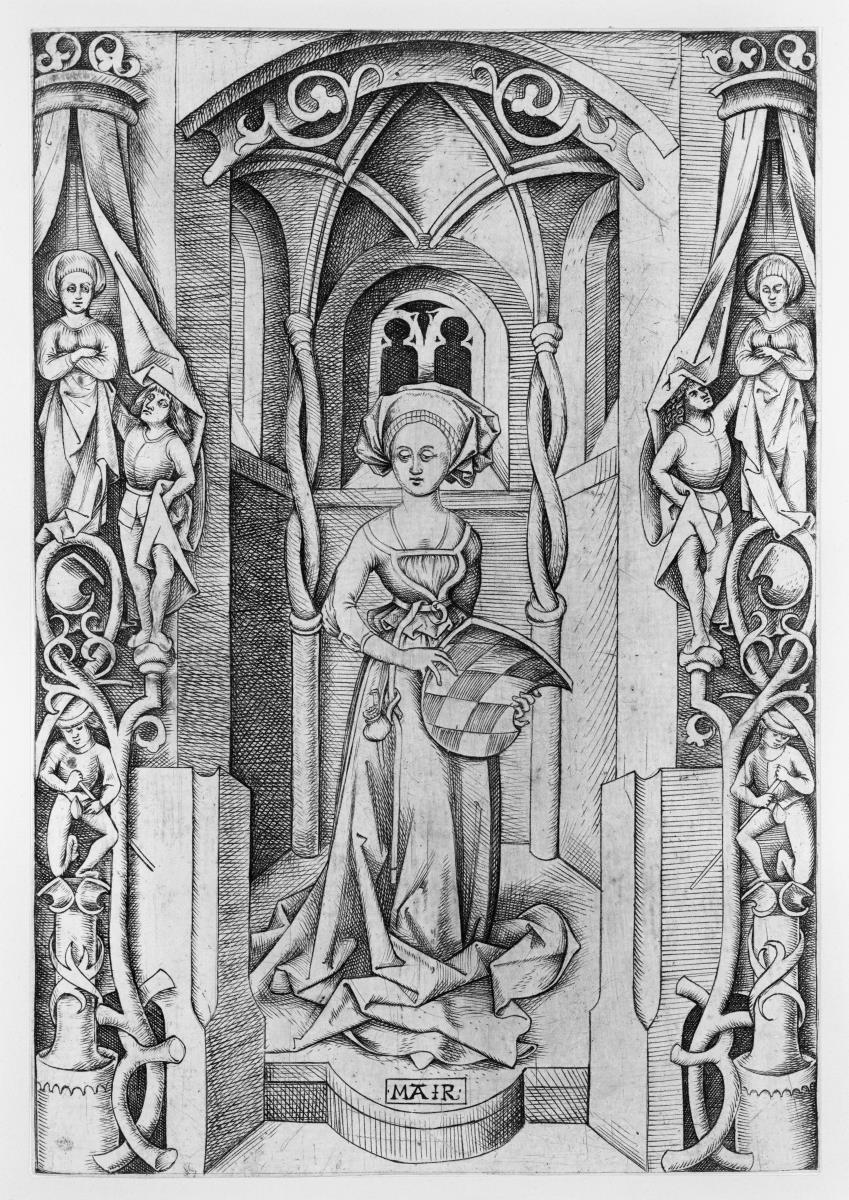 Bavaria (Eine Frau trägt das Wappen Bayerns in Händen)