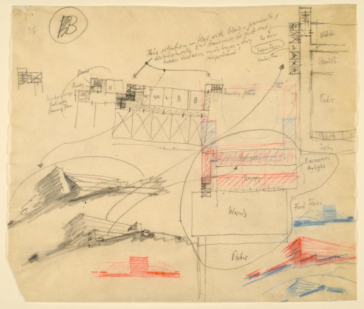 San Francisco, Maimonides-Krankenhaus, sieben Ansichten, ein Grundriss