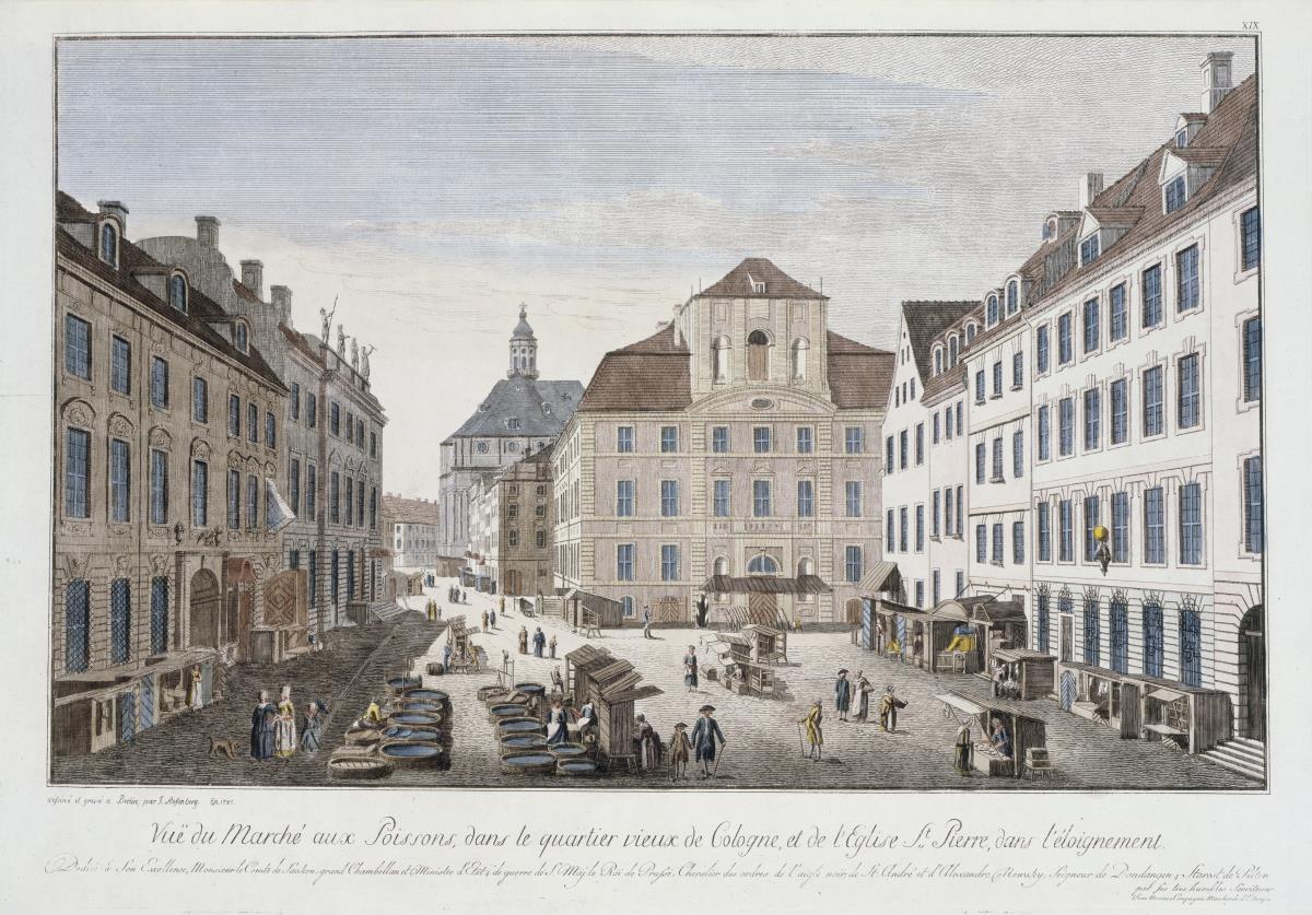 Der Fischmarkt im alten Stadtteil Cölln - im Hintergrund die St. Petri-Kirche