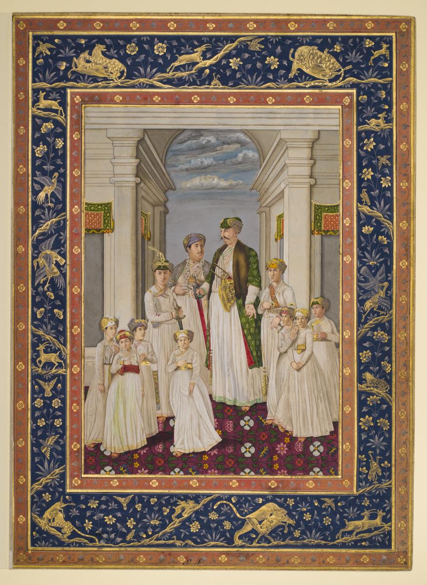 Portrait des Schudschah ad-Daula mit seinen Söhnen