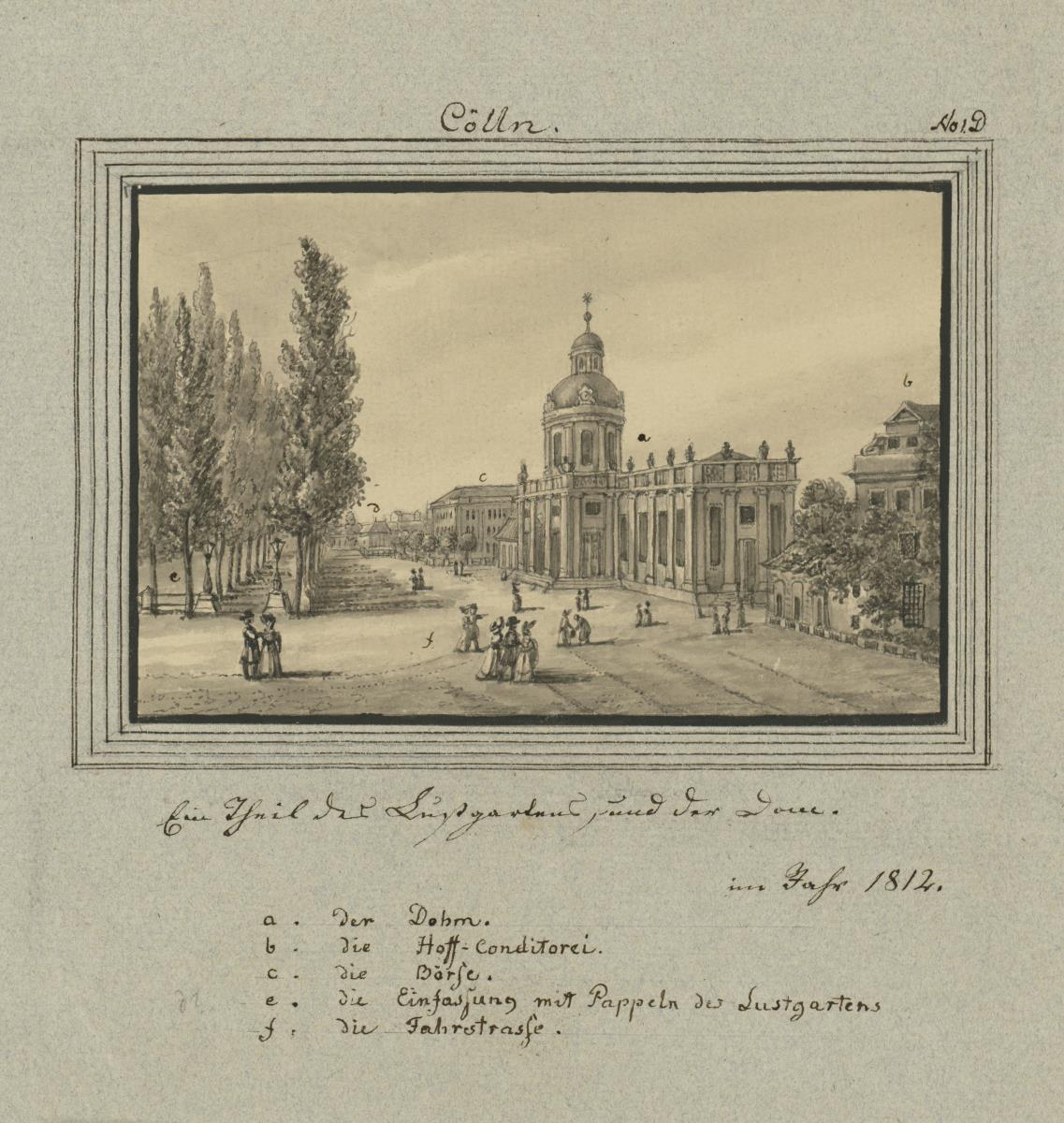 Cölln. Ein Theil des Lustgartens, und der Dom. im Jahr 1812.