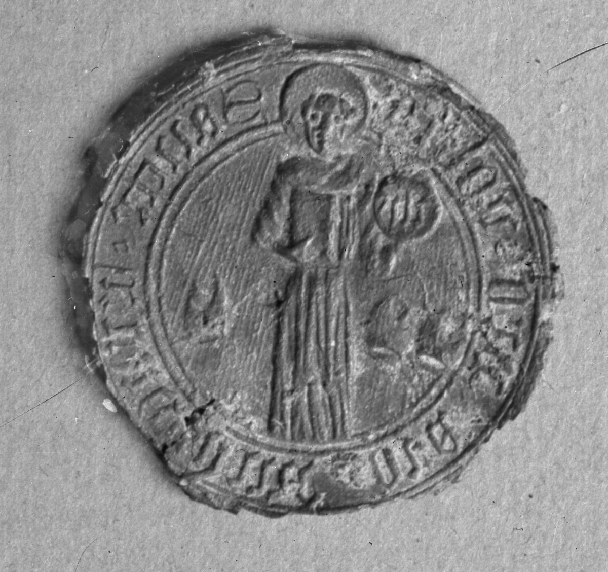 Vermutlich ein Pilgerzeichen mit dem heiligen Bernhardin von Siena