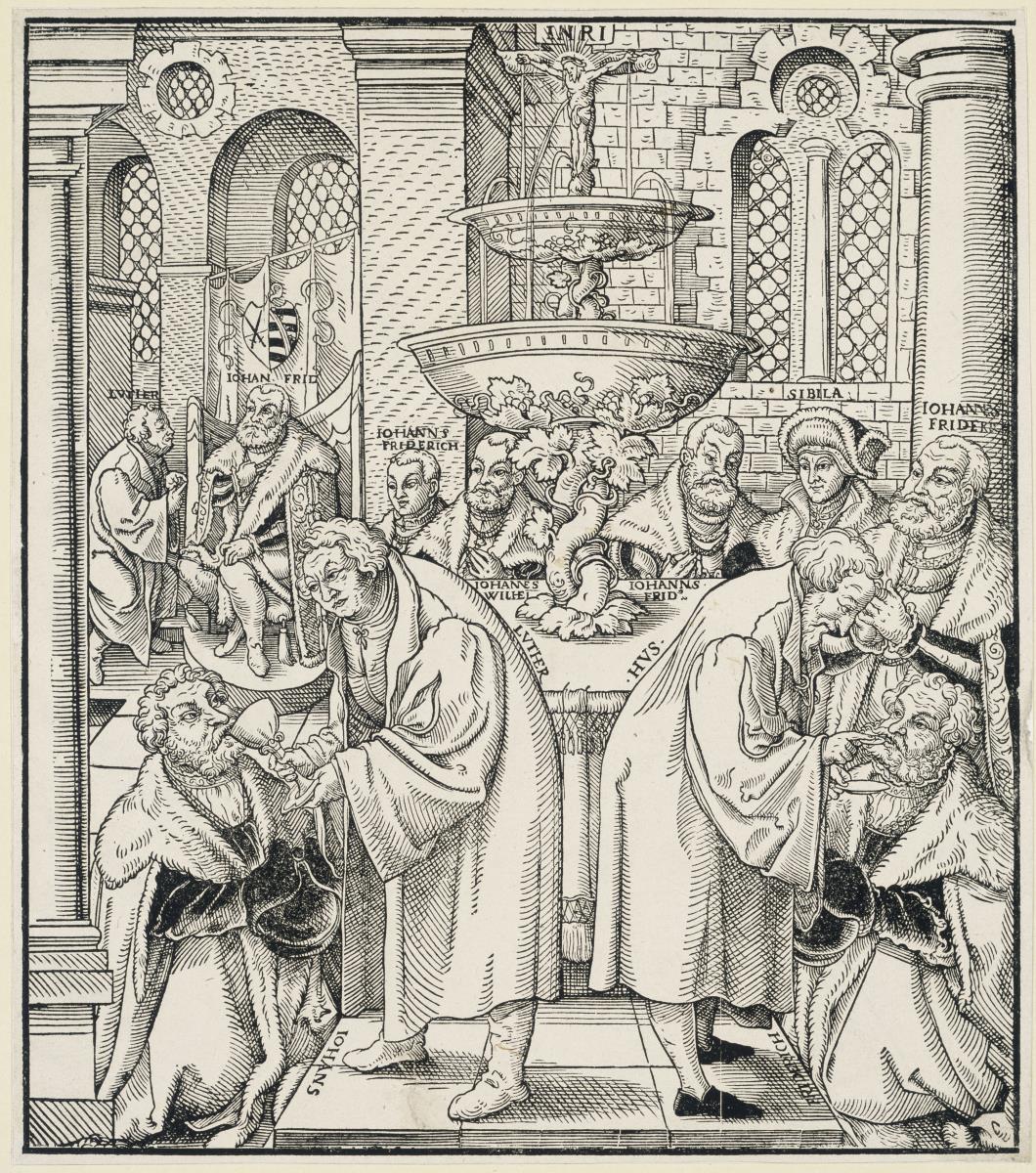 Austeilung des Abendmahls durch Martin Luther und Johann Hus an die sächsischen Prinzen