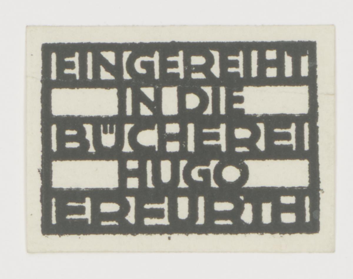 Eingereiht in die Bücherei Hugo Erfurth