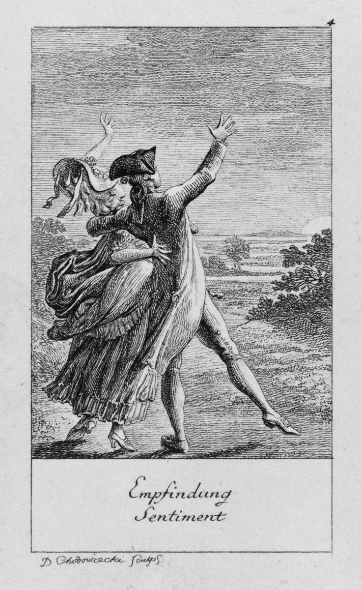 "Natürliche und affektierte Handlungen des Lebens", 2. Folge (12 Blätter), Blatt 1-12: Natur-Afectation / Empfindung / Geschmack / Kunstkenntnis / Böses Wetter / Reitbahn