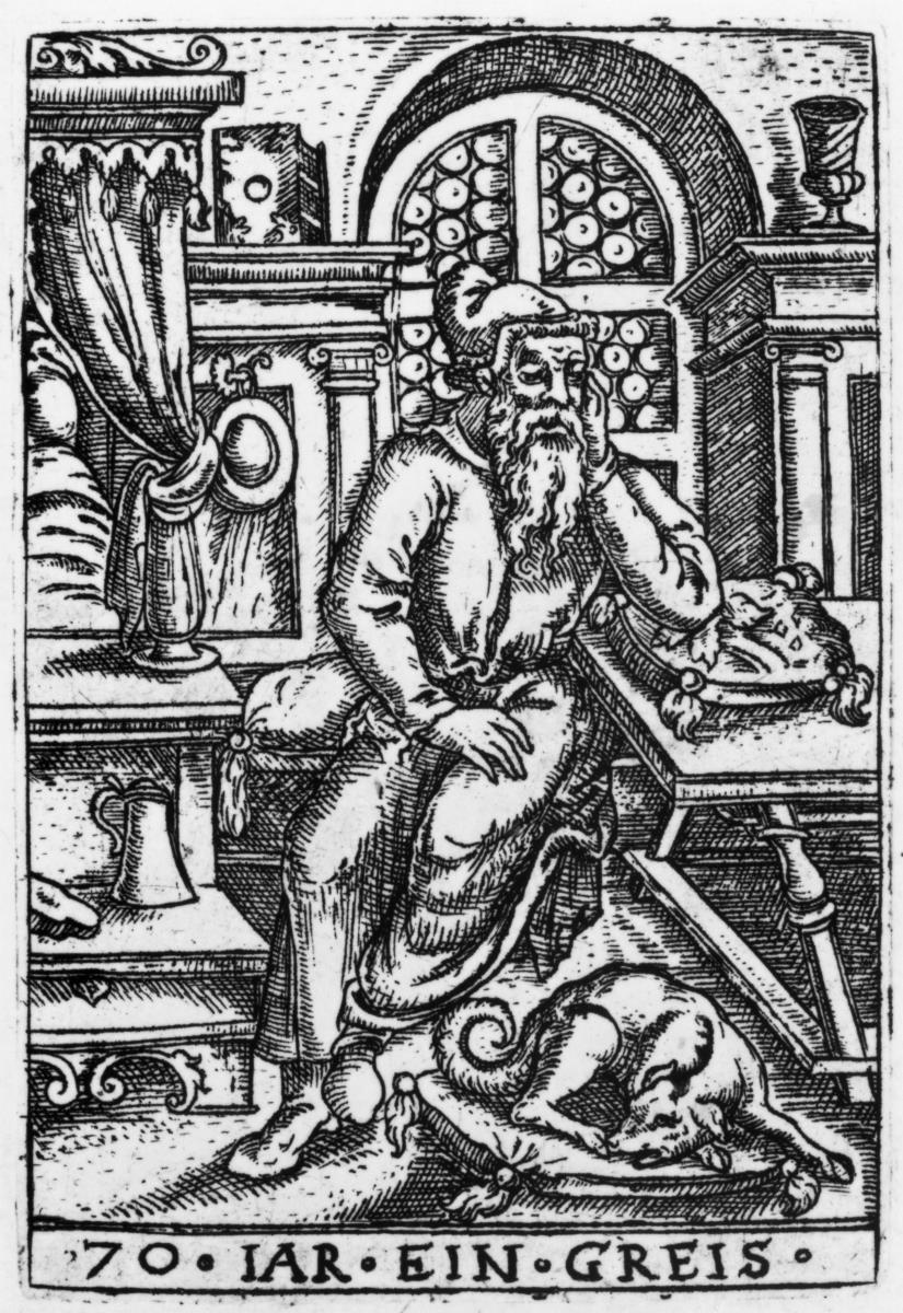Die Altersstufen des Mannes. 70-jähriger Mann. Siebtes Lebensalter