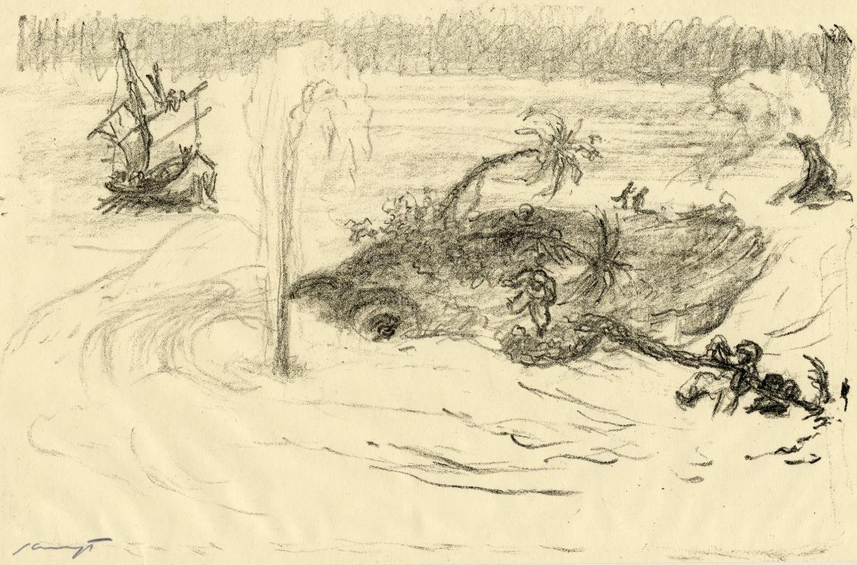 Sindbad der Seefahrer (Die Flucht der Reisenden vom Rücken des Walfisches)