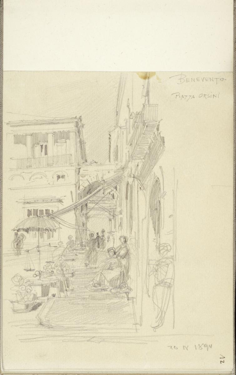 Benevent, Piazza Ursini, Seitenansicht mit Hausdurchgang