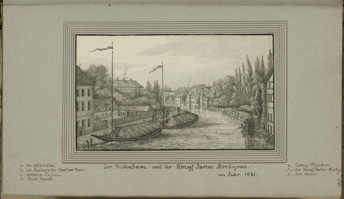Der Weidendam und der Königl Garten Monbijoux. im Jahr 1821