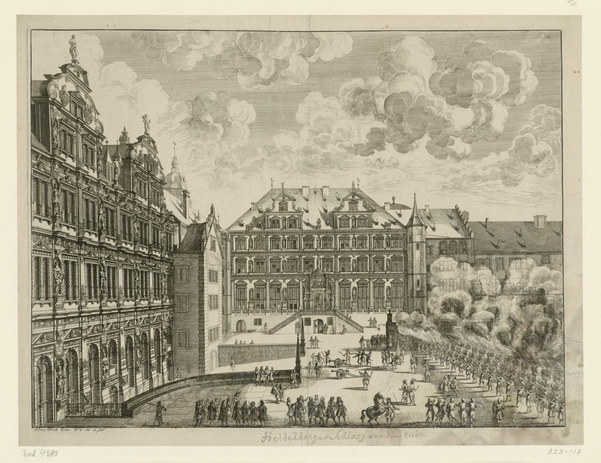 Der Ottheinrichbau im Schloss zu Heidelberg von Westen