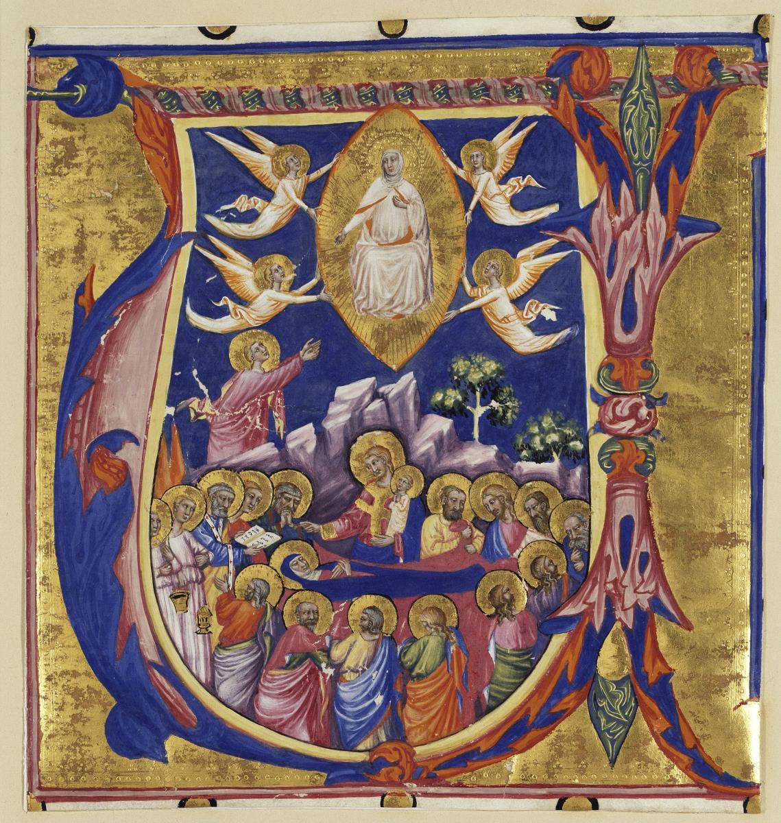 Initiale V (Vidi speciosam ...) mit Tod und Himmelfahrt Maria