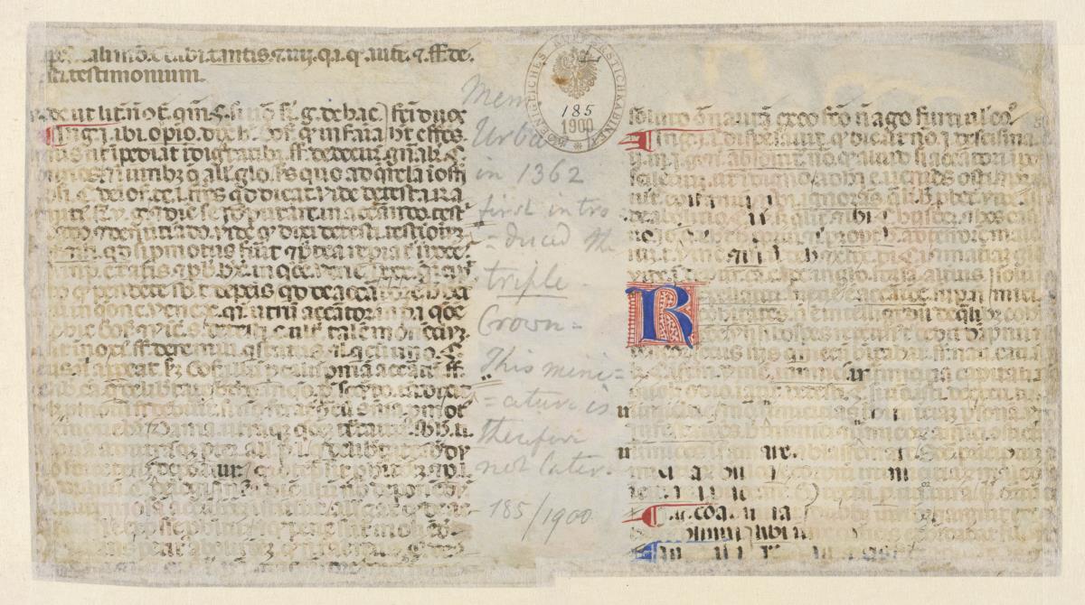 Ausschnitt aus einer Dekretalienhandschrift Gregors IX.: Textfragment mit Initiale