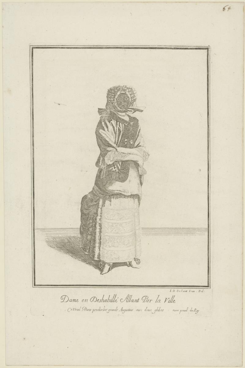 Dame en deshabillé allant par la ville
