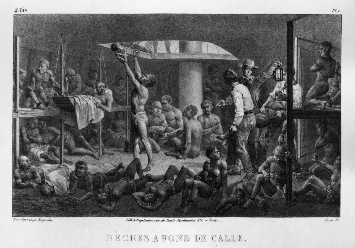 "Nègres à fond de calle" (Sklaventransport in einem Schiffsrumpf), in: Malerische Reise in Brasilien, Paris 1827