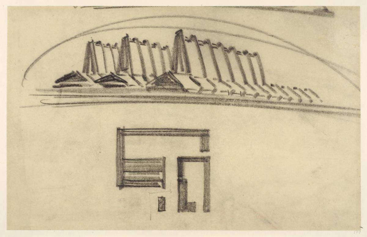 Leningrad, Textilfabrik  "Krasnoe Znamja" (Rotes Banner), Ansicht, Teilgrundriss