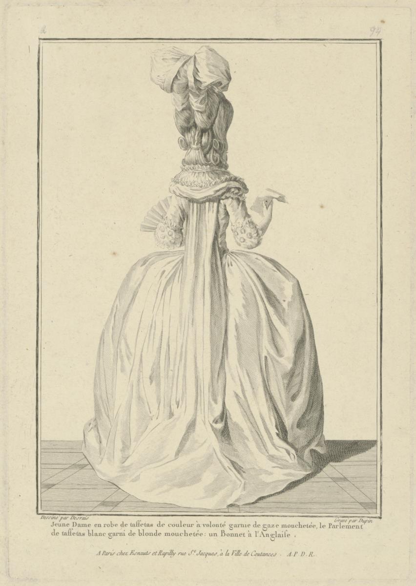Gallerie des Modes et du Costume Français: Jeune Dame en robe de taffetas. Q.94