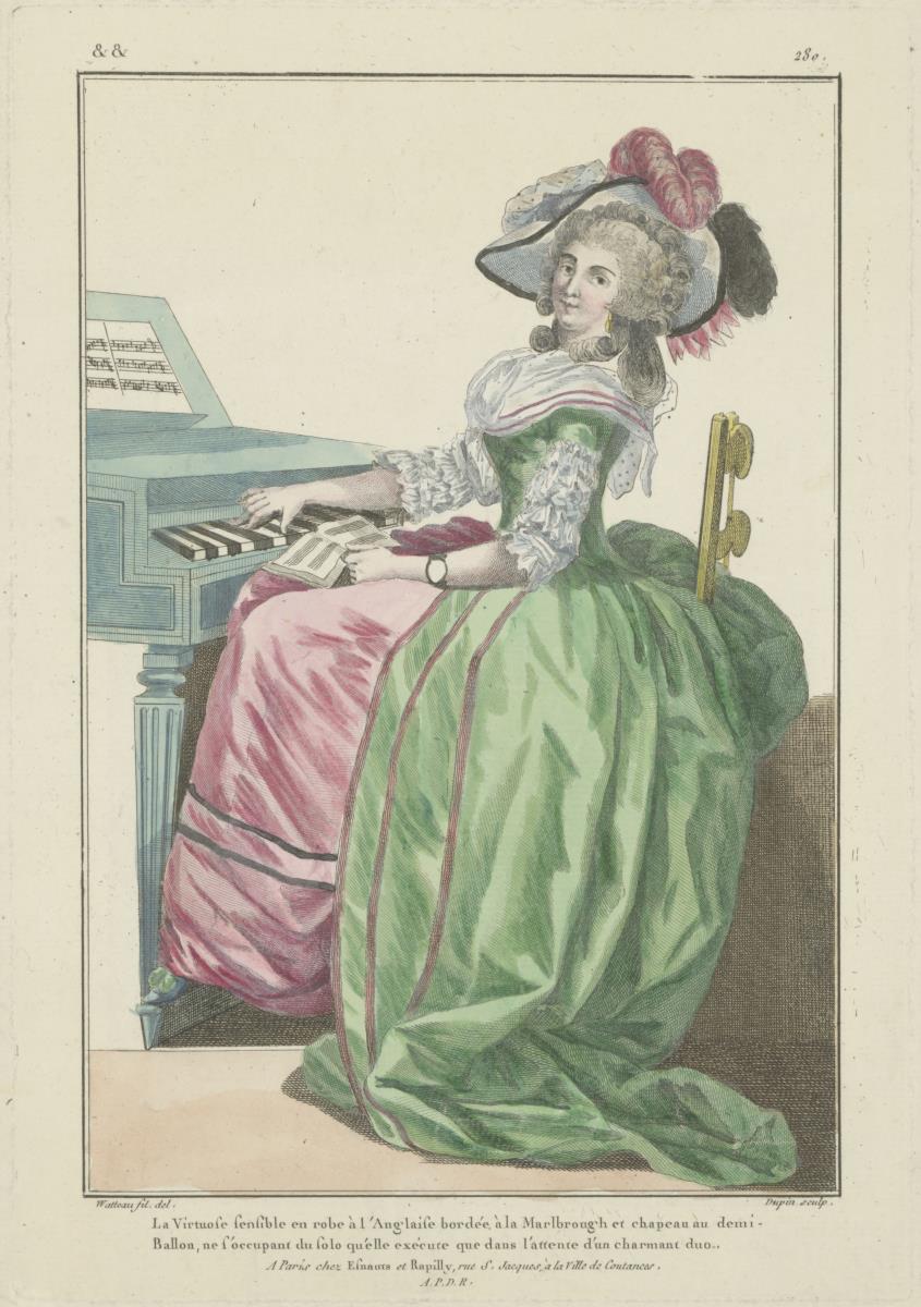 Gallerie des Modes et du Costume Français: La Virtuose sensible en robe à l'anglaise. &&.280