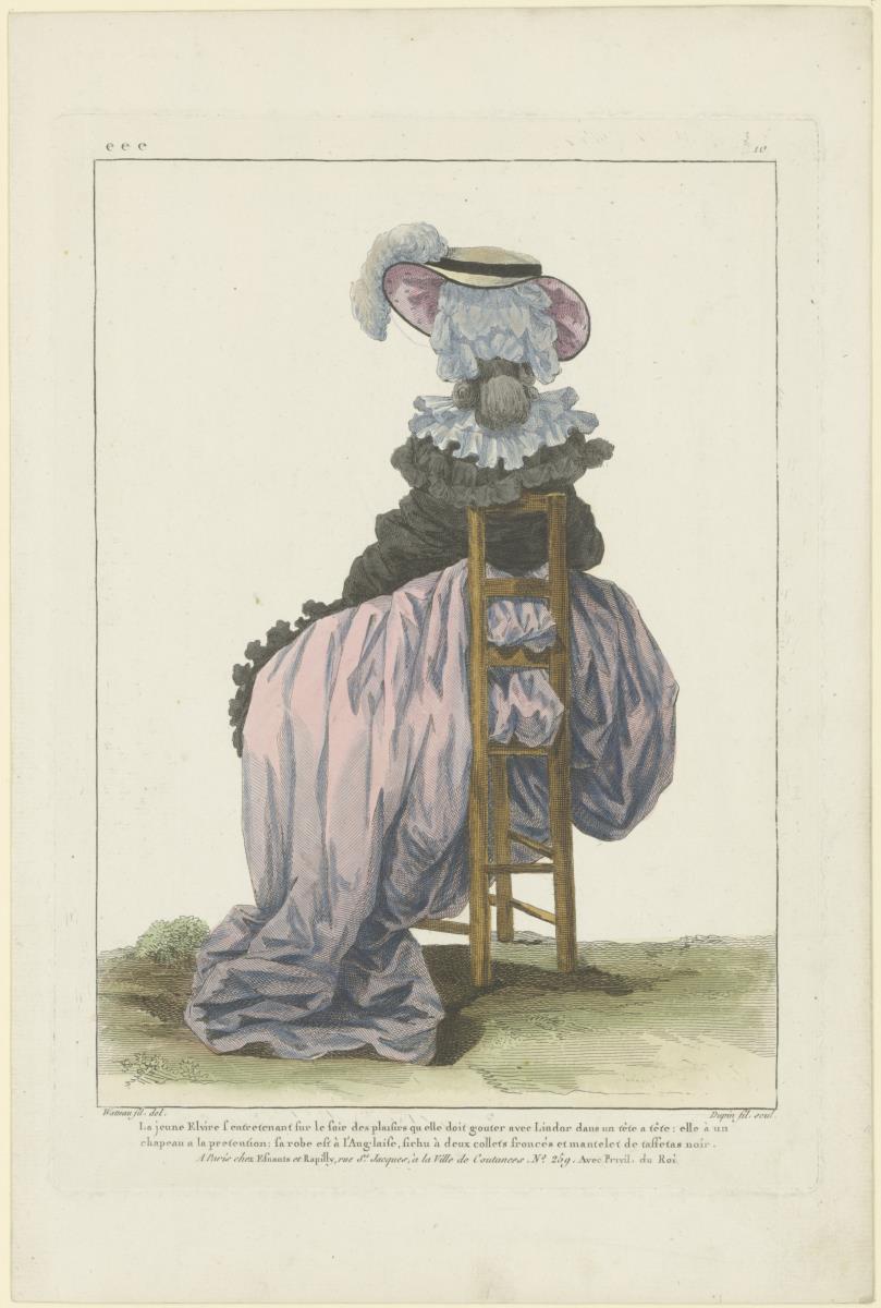 Gallerie des Modes et du Costume Français: La jeune Elvire s'entretenant sur le soir des plaisirs. eee.310
